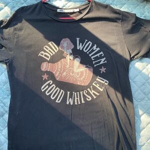 Black Graphic Tee with Whiskey Print